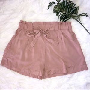 Elastic Waist Shorts For Women Pink Stick